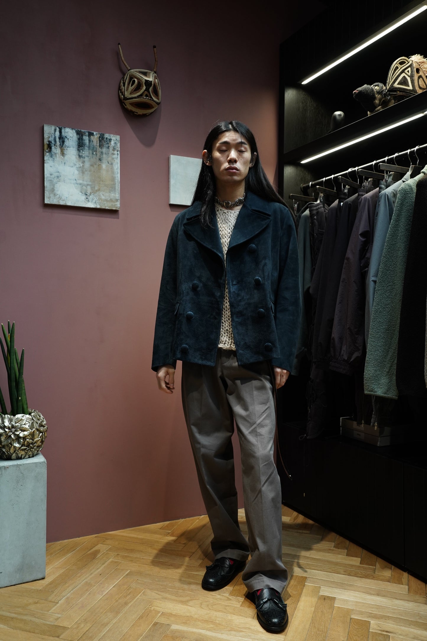 SUGARHILL SUEDE LEATHER BLOUSON (DARK NAVY)